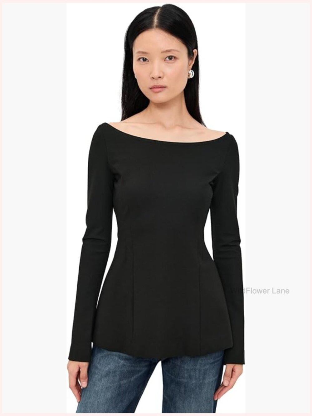 Cold Shoulder Top with Princess Seams and Stretch Jersey